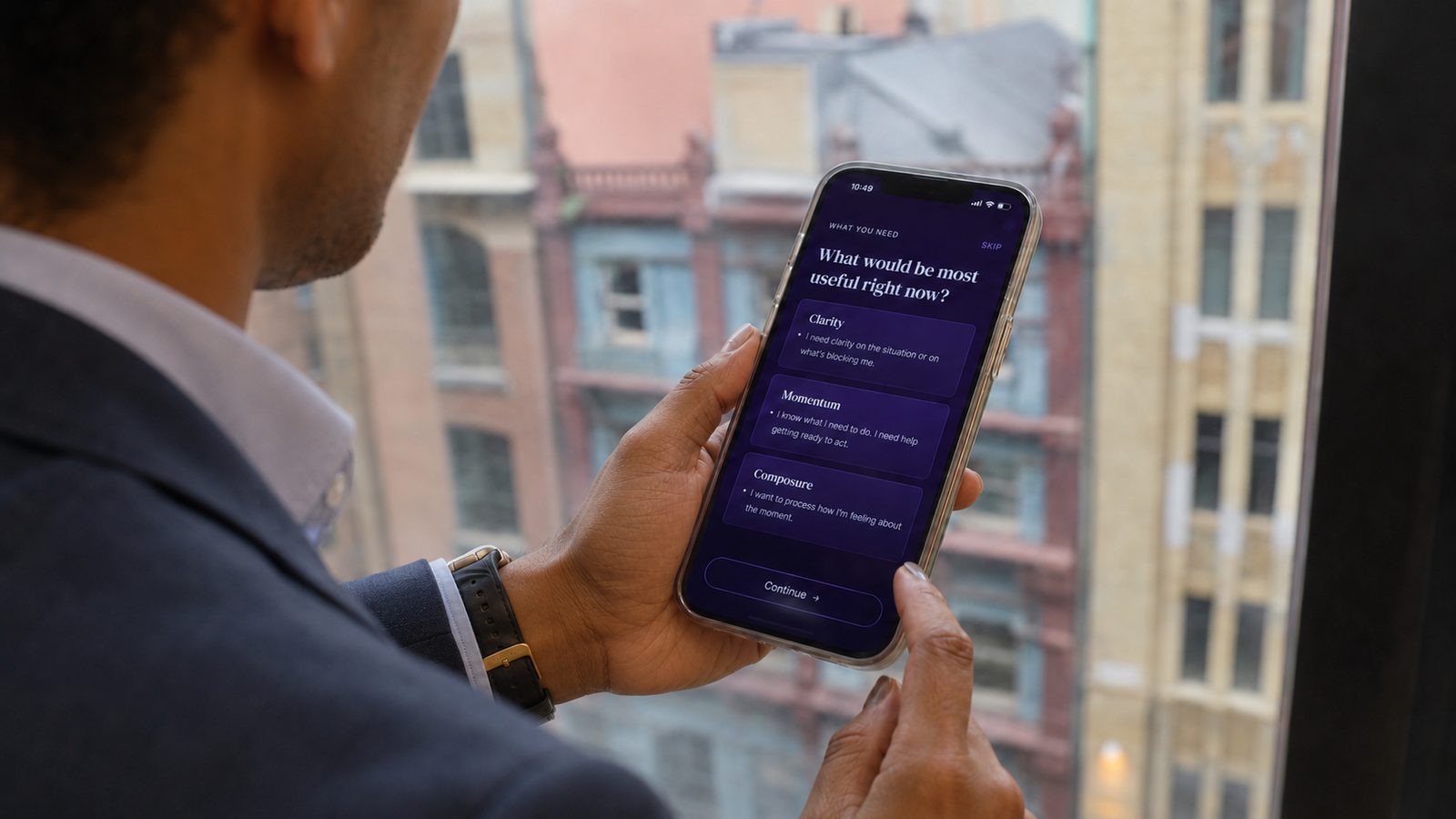 A leader part-way through a Pause on the momentLeader app